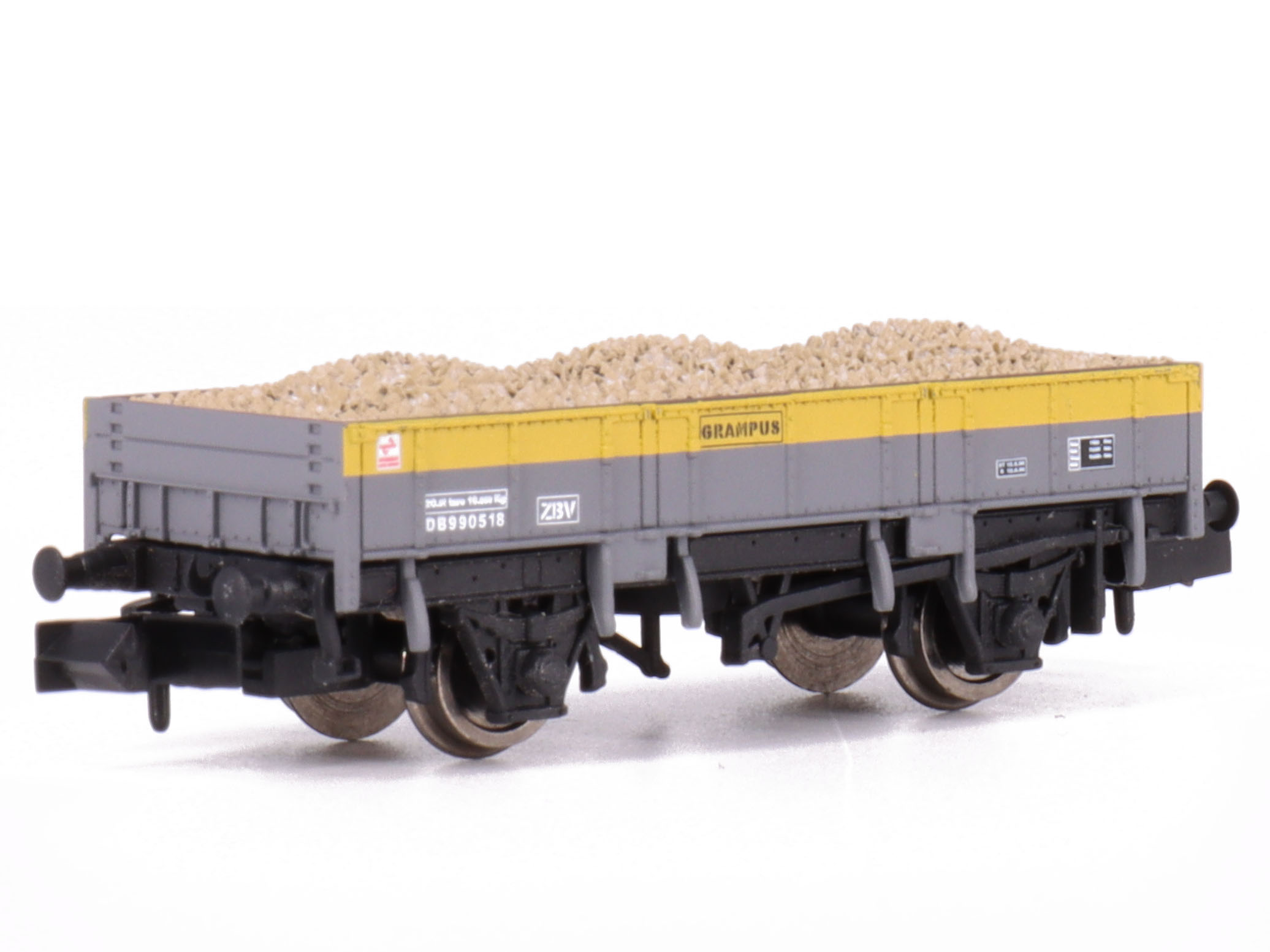 Offener Güterwagen Grampus Engineers grey yellow Dutch DB 990518 mit Ladegut