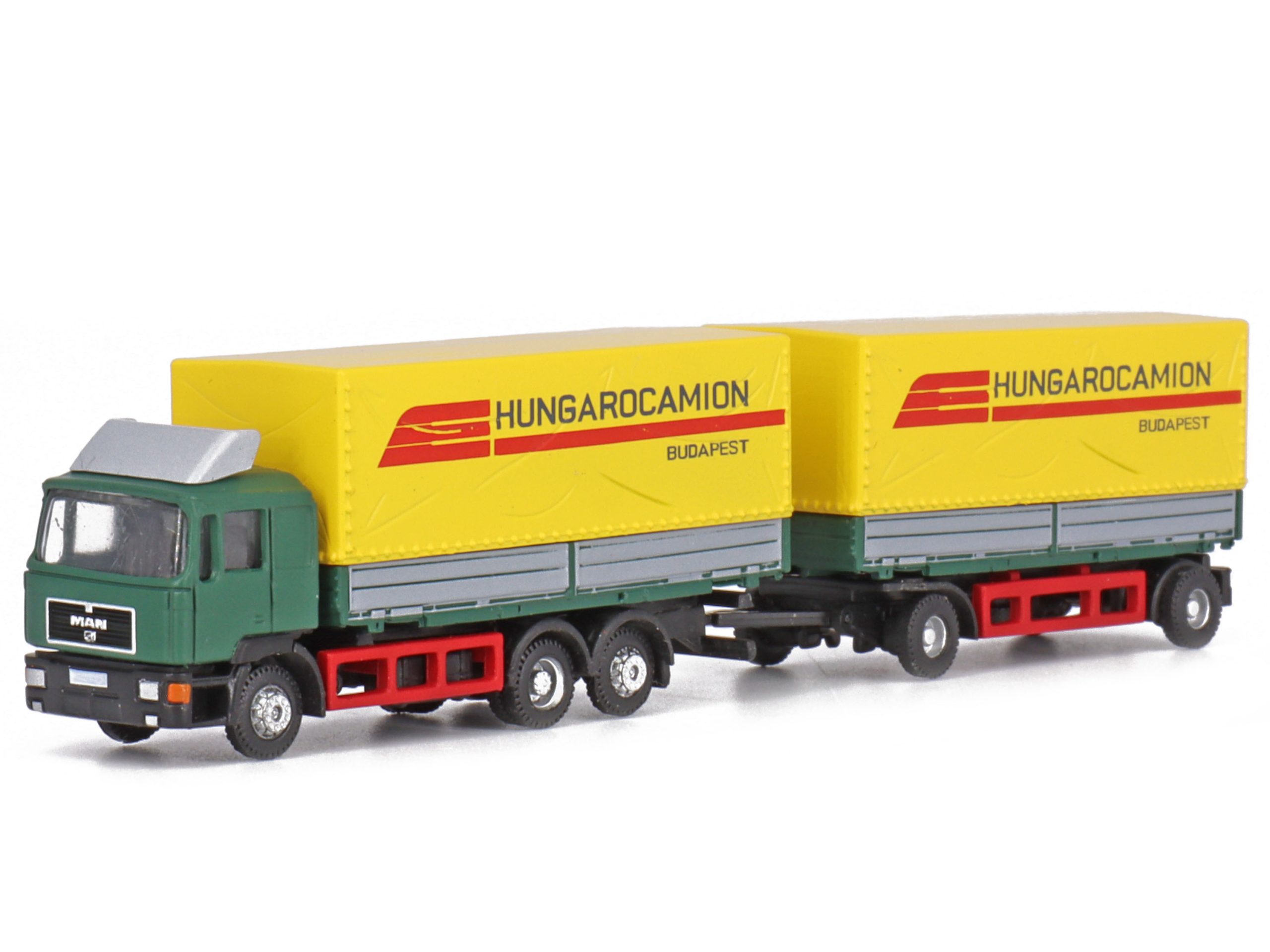 LKW MAN F90 3-achs Wechselpritschen-Hängerzug Hungarocamion