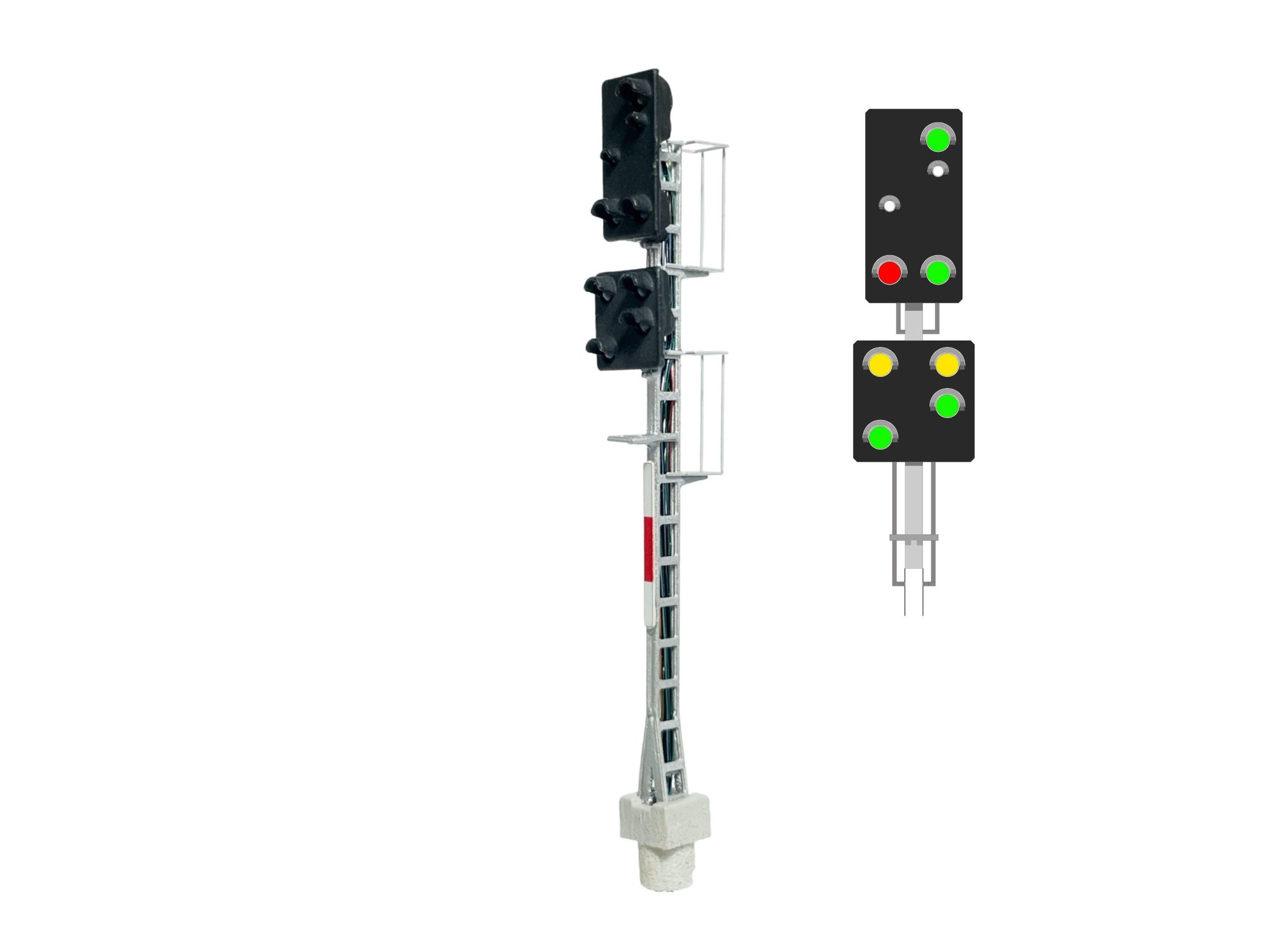 ÖBB – Hauptsignal 5-Lichter Weiß/Grün/Weiß/Weiß/Rot/Grün + Vorsignal