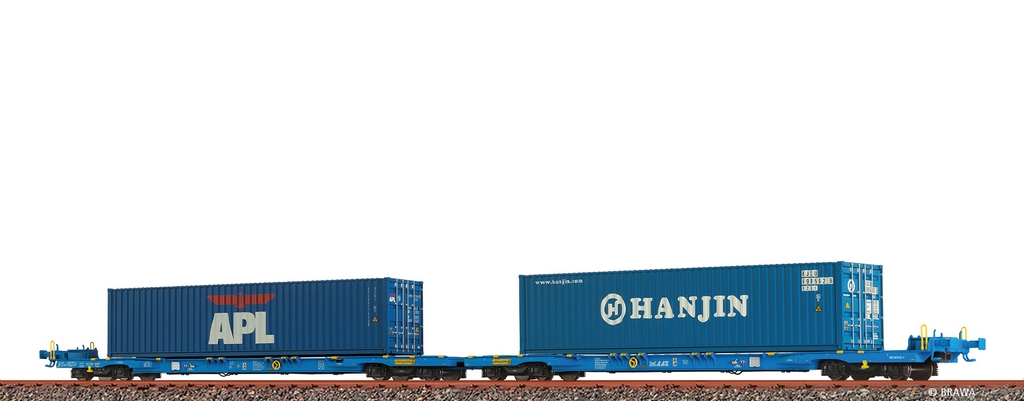 Brawa 48110 H0 Containerwagen Sffggmrrss36 APL / HANJIN AAE DC