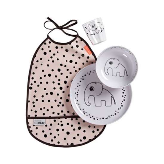 Dinnerset Happy dots powder rosa / weiss | donebydeer