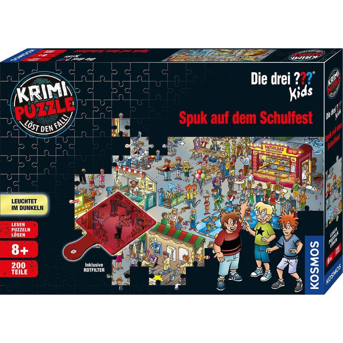 KOSMOS Die drei??? Kids Krimi-Puzzle Spuk auf dem Schulfest, 200 Teile