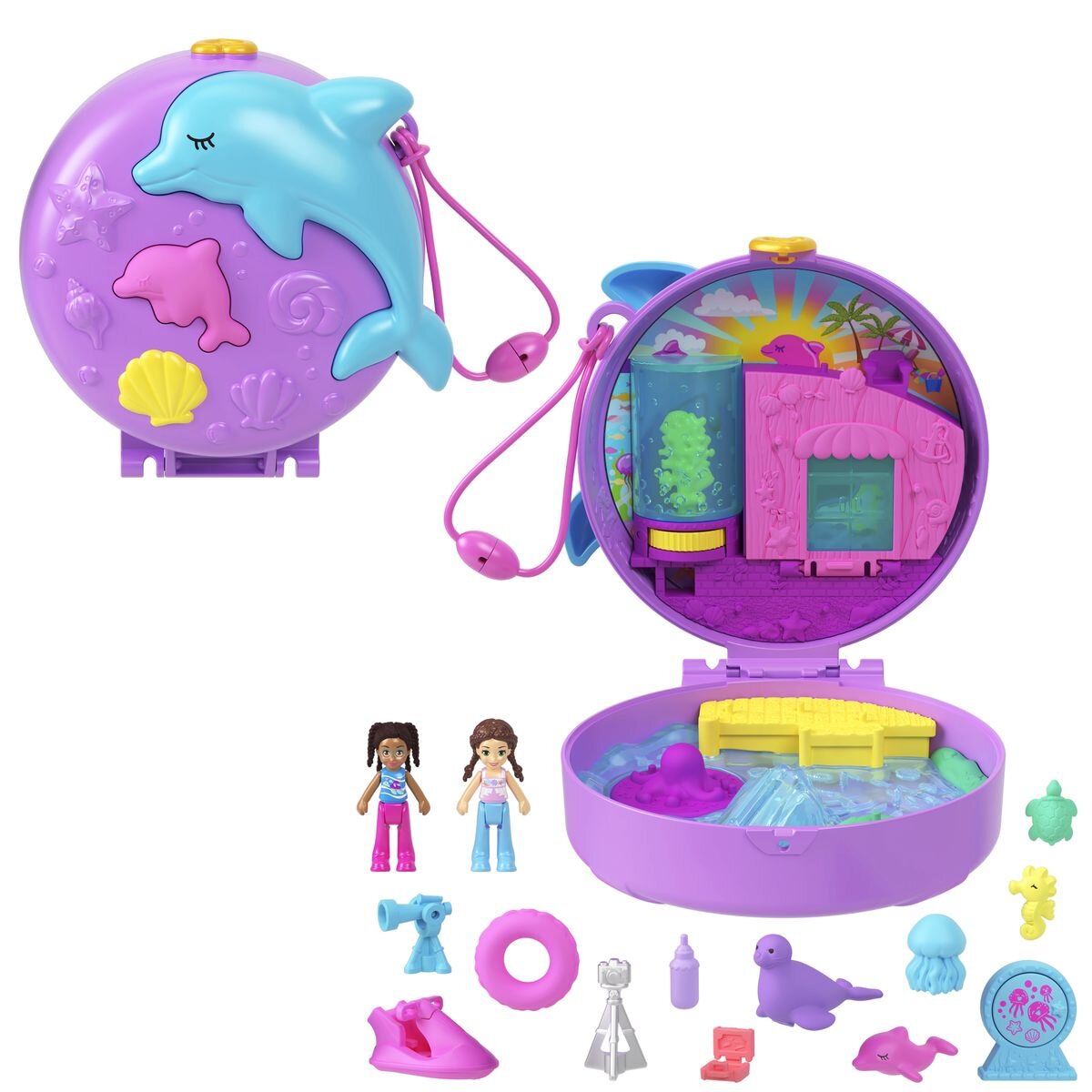 Mattel Polly Pocket Delfin retten und Spielen Schatulle