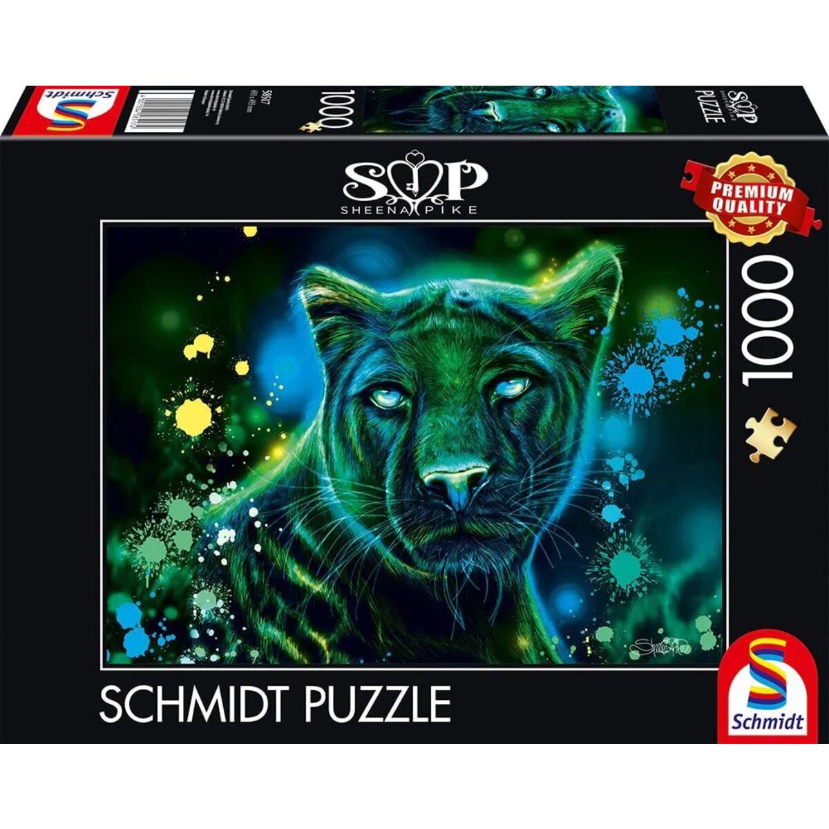 Schmidt Spiele Puzzle – Sheena Pike: Neon Blau-grüner Panther, 1.000 Teile